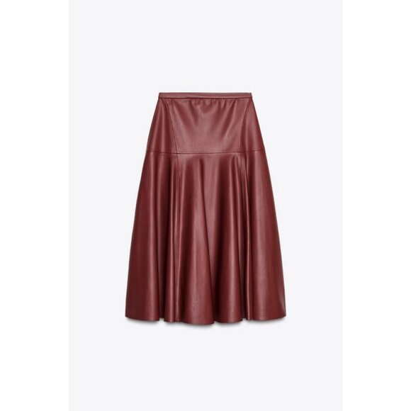 ZARA ZW COLLECTION LEATHER EFFECT MIDI SKIRT - Picture 1 of 7